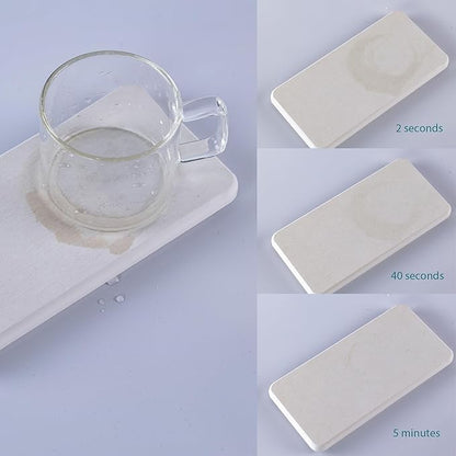 2 Pcs Water Absorbing Stone Trays, Kitchen/Bathroom Sink Soap Dish, Diatomite Tray Used for Hand Soap & Cosmetic Bottles in The Modern Home, 3.15" W x 6.3" L, White
