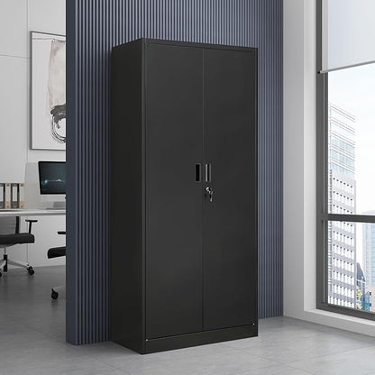 Metal Storage Cabinet, 72 Inch Tall Metal Storage Cabinet with Doors and Shelves, Pantry Cabinets for Kitchen Storage, Garage Cabinet for Living, Dining Room, Assemble Required.