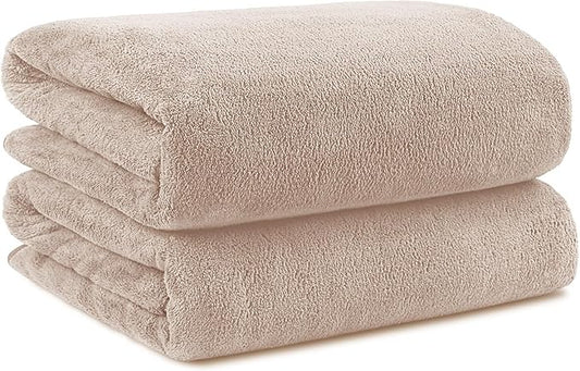 Orighty Microfiber Bath Towels Pack of 2(27'' x 54'') - Soft Feel, Highly Absorbent, Quick Drying for Body, Sport, Yoga, SPA, Fitness - Brown