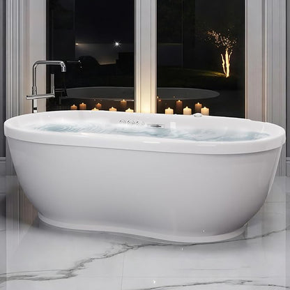 ANZZI Freestanding Tub 36" x 71", Whirlpool and Air Bath Tub in White, Aromatherapy, Whirpool Jetted, 6 ft., Lori Series (FT-AZ102)