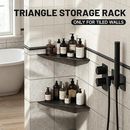 Corner Shower Shelves 10" 2 Pcs, 304 Stainless Steel Shower Corner Shelf Wall Mount Triangle Shower Caddy for Bathroom, Kitchen Organization, Matte Black