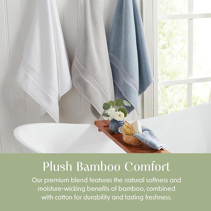 Springtree Home Luxury Bamboo Rayon Bath Towel Set 6 Piece Set | 35% Bamboo Rayon - 65% Cotton | Absorbent Quick-Dry Towels for Bathroom | Oeko-TEX Standard 100 Cotton | Pink Shadow