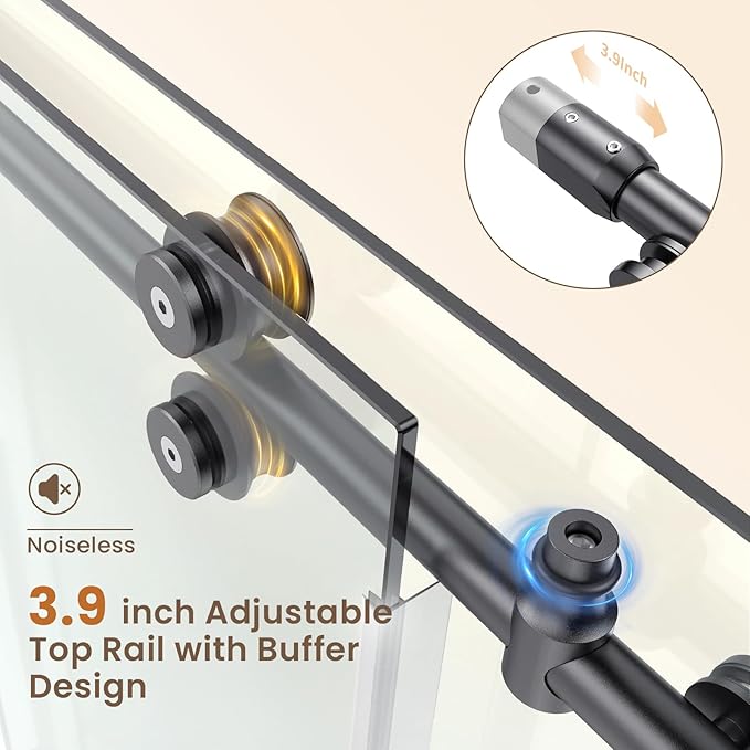 Bathbliss Glass Shower Door 44"-48" Wx76 H,Frameless Sliding Glass Door with 5/16"(8mm) Tempered Glass Shower with Matte Black Finish