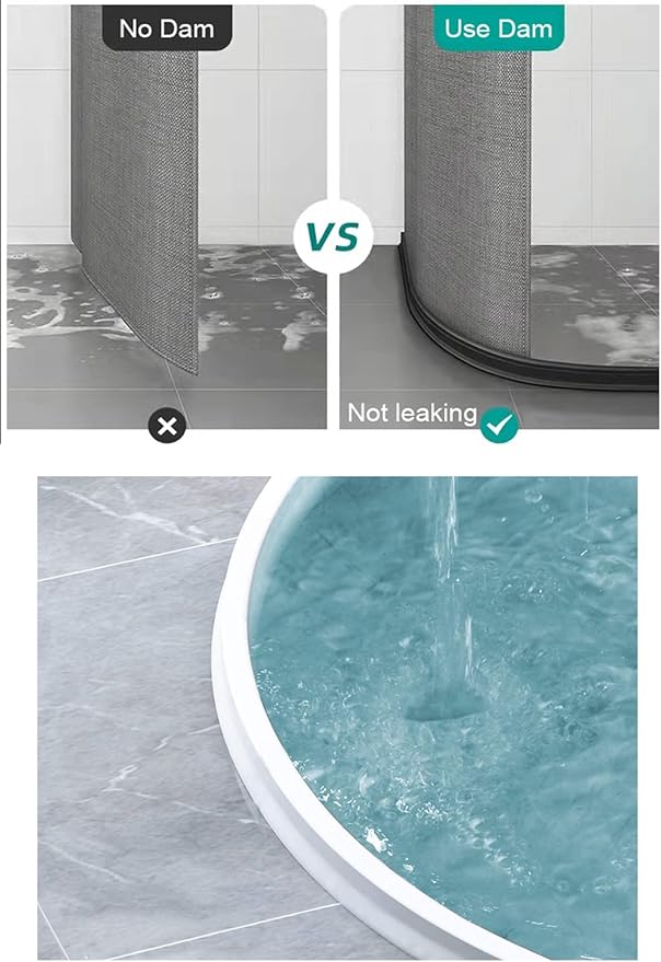 3.5" High Collapsible Shower Threshold Water Dam 67"Shower Water Splash Guard Shower Threshold Barrier Water Stopper To Keep Water In Shower Dry And Wet Bathroom