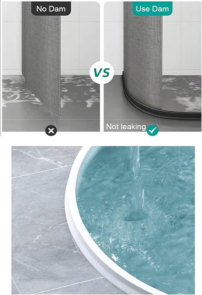 59Inch Collapsible Threshold Water Dam 1.5" high Walkin Shower Guard To Keep Water In Shower Stall Water Barrier Silicone For Dry And Wet Bathroom Kitchen Wheelchair Accessible