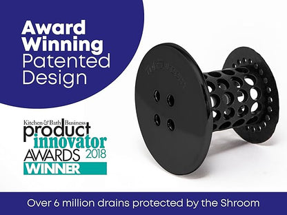 TubShroom Drain Hair Catcher - Matte Black - Fits 1.5-1.75 inch Tub Drains - Drain Protection to Prevent Clogs, Comes with 4 DrainShroom Toss Disposable Drain Snakes