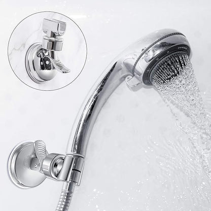 Zhehao Adjustable Shower Head Holder, Removable Suction Cup Shower Head Holder, No Drill Wall Mounted Suction Bracket with Chrome Polished for Marble Glass Metal Ceramic(2,Silver Wrench)