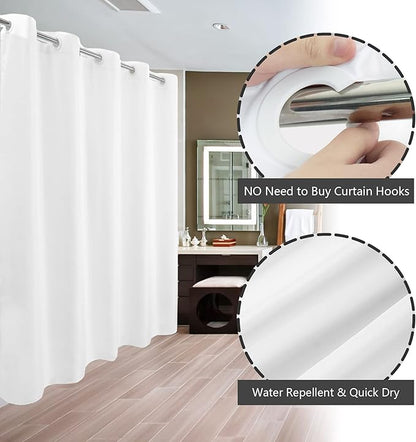 River Dream No Hook Long Shower Curtain or Liner Soft Microfiber - 78" Length Fabric Shower Curtain Liner Set, Machine Washable & Water Repellent, White, 71x80