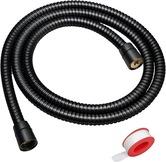 Shower Hose Extra Long 59 Inches Handheld Shower Head Hose with Brass Insert and Nut - Durable and Flexible - Black