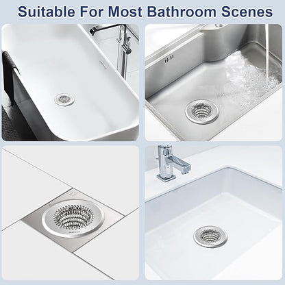 TRAPMATE Tub Stopper, Reversible Bathtub Drain Hair Catcher & Stopper, Ultra Revolutionary Bath Tub Drain Protector, Stainless Steel Hair Catcher & Silicone Stopper, 4.4" Drain Cover for Shower, Bath