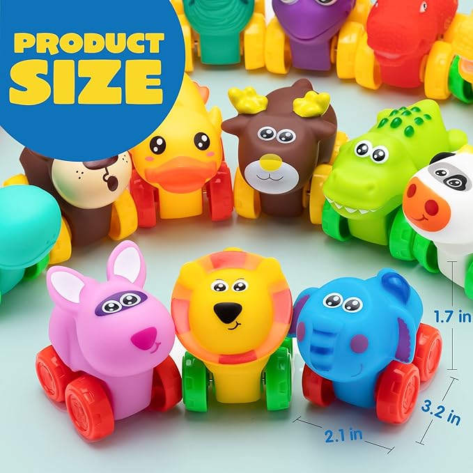 JOYIN Animal Cars, Soft Rubber Car Set Toy, Baby Mini Vehicles, Bath Toy Car for Boys and Girls,Summer Beach and Pool Activity Gift, Party Favors for Kids, Christmas Kids Gifts
