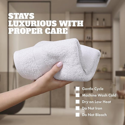 Wealuxe White Washcloths 24 Pack - 600 GSM 100% Ring-Spun Cotton Wash Cloths for Showering, Highly Absorbent and Soft | 12x12 Inches
