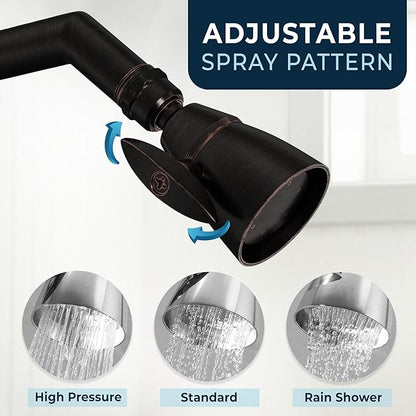 HammerHead Showers® Solid Metal 2 Inch High Pressure Shower Heads - OIL RUBBED BRONZE – 2.5 GPM Shower Heads High Pressure - High Flow Shower Head with ADJUSTABLE SPRAY PATTERN - Fixed Shower Head