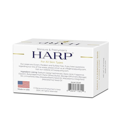 HARP pH-Balanced (5.0-6.0) Body Wash Bar. 100% Syndet. Protects Moisture Barrier For Sensitive, Dry or Irritated skin. + Shea Butter/Borage Oil. Non-Comedogenic. VANILLA LAVENDER FRAGRANCE