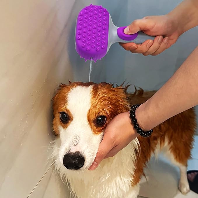 Multiple Dog Brushes, Dog Wash Brushes, Pet Grooming Brush Baths Massage Comb Depth Cleansing Silicones Bristles Nonslip Grip For Various Size Waterproofed Pet Grooming Tool