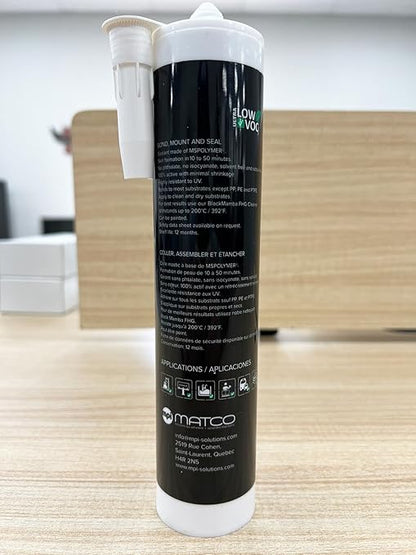 Black Mamba FHG High Tack Adhesive - MS Polymer Sealant, Extreme Temperature Resistant, Paintable, Solvent-Free, Heavy Duty Construction Adhesive - Black - 2 Pack