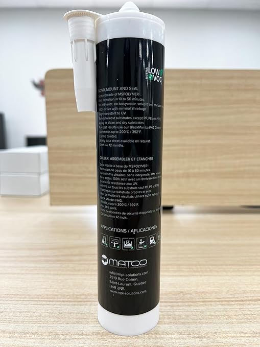 Black Mamba FHG High Tack Adhesive - Mono Component Polymer Sealant, Extreme Temperature Resistant, Paintable, Solvent-Free, Heavy Duty Construction Adhesive - White - 2 Pack