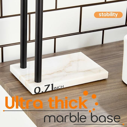 Towel Racks Matte Black Free Standing 2-Tier Hand Towel Holder for Bathroom Vanity Countertop with Thicken Steady Marble Base, Stainless Steel AN7003MB