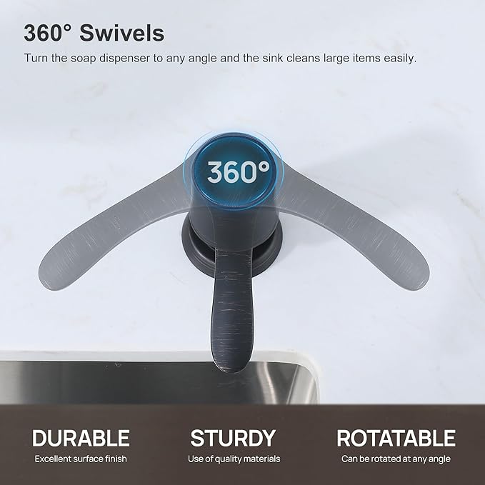 GAGALIFE Kitchen Sink Soap Dispenser with Large Bottle, Built in Sink Soap Dispenser Refill from Top, Oil-Rubbed Bronze