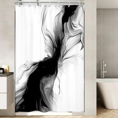 Cinbloo Small Stall RV Black and White Shower Curtain 48Wx72H Abstract Marble Modern Ombre Grey Gray Bathroom Curtain Set Minimalist Chic Simple Cool Neutral Bath Bathroom Accessories Decor