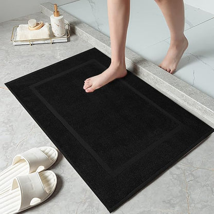 DAN RIVER Classic Cotton Bath Mats Set of 2 – Not a Bathroom Rug, Ultra Soft, Highly Absorbent & Machine Washable Bath Mat Towel for Bathroom Floor Mat – Durable, Quick-Dry, 21x34 Inches, Black