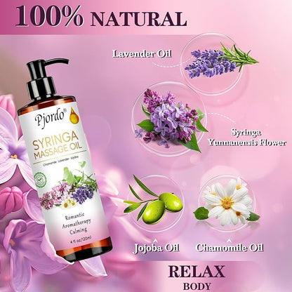 2 Pack Massage Oil for Massage Therapy, Lilac Oil, Lavender Massage Oil for Skin, with Massage Roller Ball, Natural Body Oil for Calming, Aromatic, Soothing, Christmas Spa Gifts for Him Her