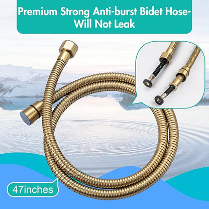 BARROCK Handheld Bidet Sprayer for Toilet, 2 Pack Bidets Faucet for Existing Toilets Cloth Diaper Jet Sprayer, Stainless Steel Muslim Shower Brushed Gold Bidet Attachment Set for Baby/Feminine Wash