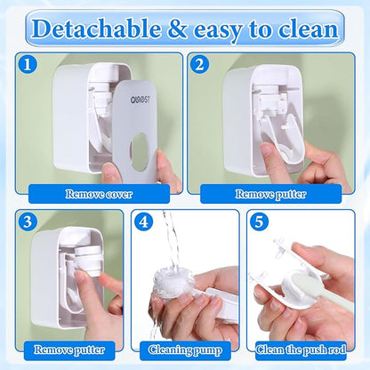 Toothpaste Dispenser Automatic Toothpaste Squeezer Wall Mount Toothpastes Holder Accessories Bathroom Squeezer with Super Sticky Suction Pad for Family Shower for Kids and Adults