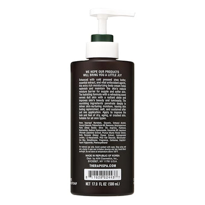 THERAPISPA Scented Body Lotion for Women – Deep Hydration & Refreshing Moisturizer with Shea Butter, Ceramides & Panthenol to Revive & Nourish Dry Skin (Bergamot & Olive, 17.0 fl oz)