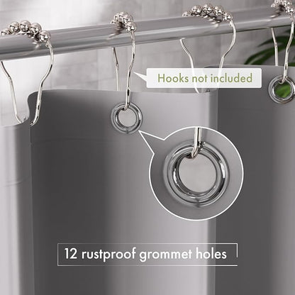 AmazerBath Shower Curtain Liner, 72x72 Grey Shower Liner, Cute Plastic Shower Curtain Liners, Lightweight PEVA Waterproof Gray Shower Curtains for Bathroom with Magnets and 12 Grommet Holes