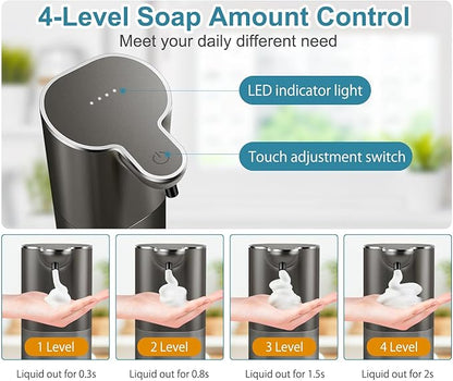Soap Dispenser, Automatic Foaming Soap Dispenser with 4 Adjustable Volume Control, Touchless Rechargeable Hands Free Auto Soap Pump for Kitchen, Bathroom, Hotel, Restaurant,13.5oz/ 400ml