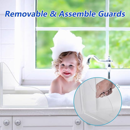 2 Pcs Bathtub Water Guards,Bathroom Shower Splash Guard for Tub, Shower Water Guard for Bathtub Shower Guards Removable, Bathtub Water Splash Guards Corner Guards to Keep Water in Shower Bath