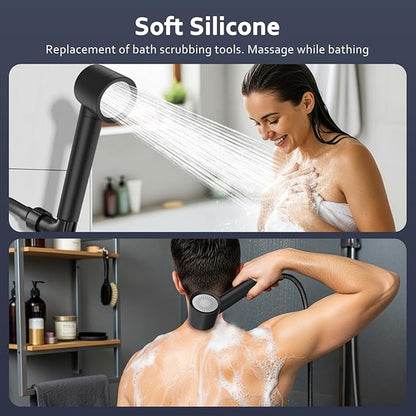 Filtered Shower Head with Handheld, High Pressure Water Flow and Multiple Spray Modes Shower Head with Filter, Power Wash for Hard Water, Showerhead with ON/OFF Switch for Pets Bath (Glossy Black)