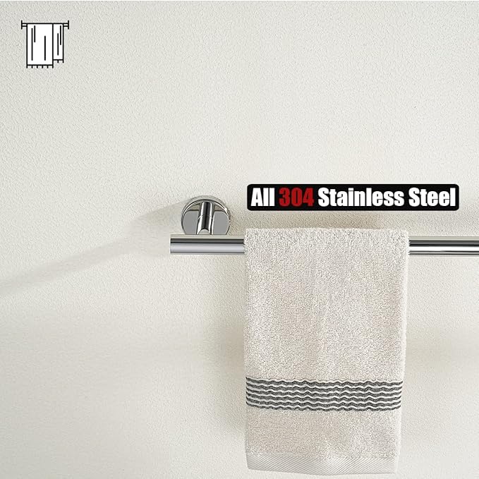 JQK Chrome Towel Bar, 15 Inch 304 Stainless Steel Thicken 0.8mm Towel Rack Bathroom, Towel Holder Polished Finished Wall Mount, Useable Length 12 Inch, TB110L12-CH