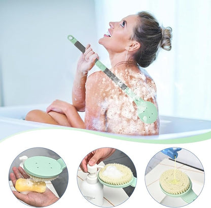 Back Scrubber Anti Slip for Shower, 21.7” Detachable Back Bath Brush for Shower, Back Scrubber, Exfoliation and Improved Skin Health for Elderly with Limited Arm Movement, Disabled (21.7” Cyan)