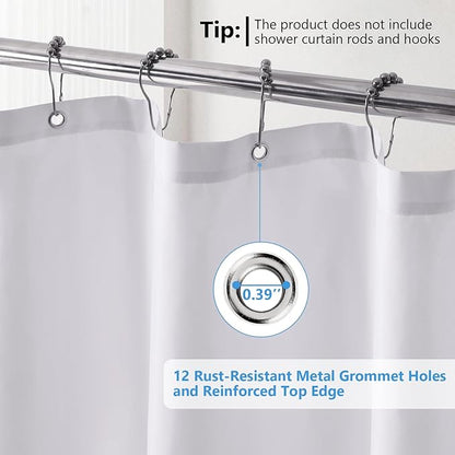 120GSM Ultimate Waterproof Fabric Shower Curtain Liner - TPU Lamination Technology with 3 Magnets,Machine Washable,71x78 Inch Soft Cloth Shower Curtain or Shower Liner,for Bathroom(White)