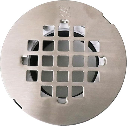 Westbrass SP6036WP-07 60" x 36" 3-Wall Shower Pan with Plastic Center Drain and 4-1/4" Cross Grid Brass Drain Cover, Satin Nickel