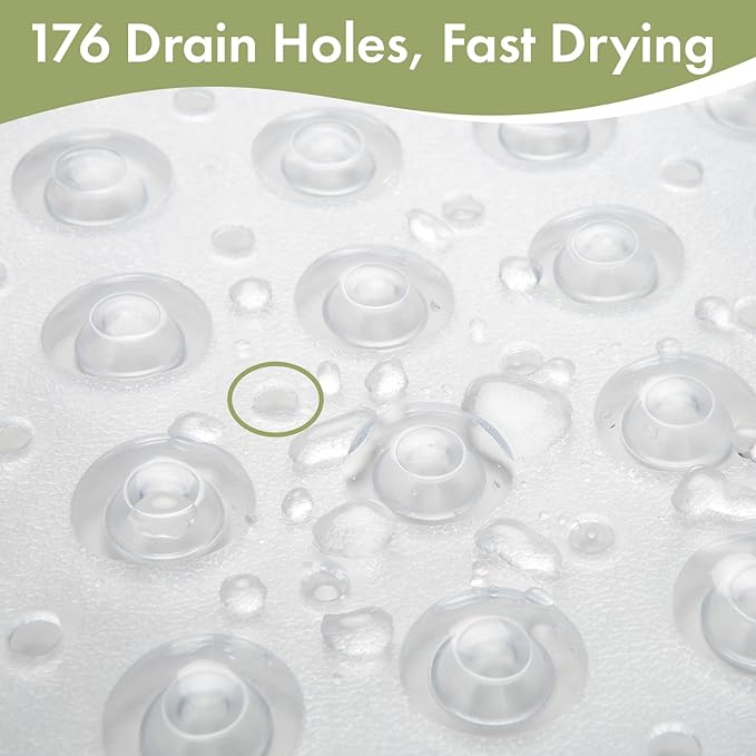 AmazerBath Shower Mat Non Slip 40 x 16 Inches, Shower Stall Mats with Suction Cups and Drain Holes, Non Slip Bath Mat for Tub for Elderly & Kids, Clear