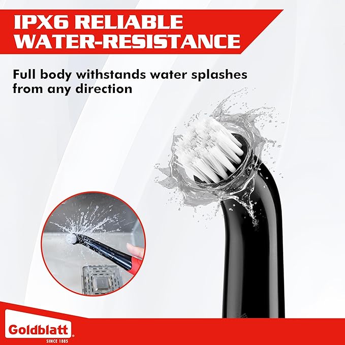 Goldblatt Electric Spin Scrubber Cordless 18-Piece Kit, Power Scrubber with Battery Indicator Light, IPX6 Waterproof, Electric Cleaning Brush for Grout, Tile, Bathroom, Kitchen Cleaning