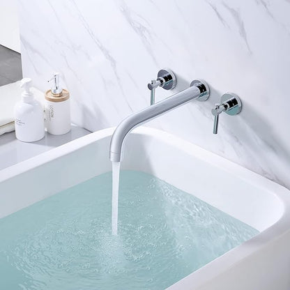 sumerain Bathroom Wall Mount Bath Tub Faucet, Extra Long Spout with High Flow, Chrome Finish