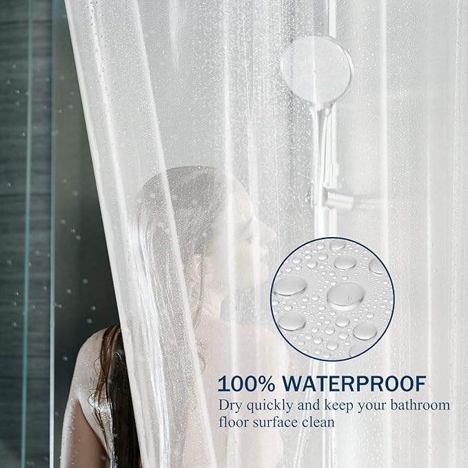 Clawfoot Tub Shower Curtain 180x60 Inch Clear Liner All Warp Around Extra Wide 36 Metal Hooks Heavy Duty Vinyl Bath Curtain for Clawfoot Stand Up Tub Bathroom PEVA Waterproof Liner