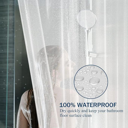 Clawfoot Tub Shower Curtain 180x60 Inch Clear Liner All Warp Around Extra Wide 36 Metal Hooks Heavy Duty Vinyl Bath Curtain for Clawfoot Stand Up Tub Bathroom PEVA Waterproof Liner