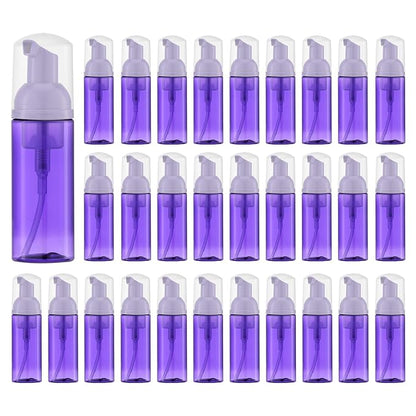Tekson 30PCS Soap Foam Bottle (2 oz), Empty Travel Foaming Lash Shampoo for Cleanser, Dispenser (Purple)