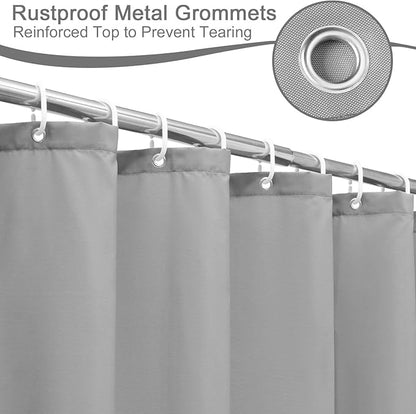 AooHome 96 inch Extra Long Shower Curtain Liner, Polyester Bathroom Curtain for Hotel with Hooks, Waterproof, Weighted Hem, Light Gray, 72 Width x 96 Height inch