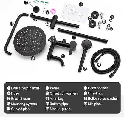 Shower Faucet - Shower Faucets Sets Complete, Shower System - Outdoor Shower Kit/Outdoor Shower Fixtures W/ SS304 Shower Head with 3 modes Handheld, Matte Black