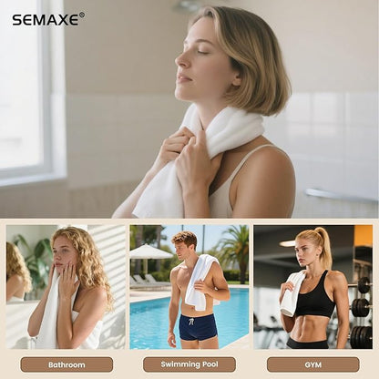 SEMAXE 100% Cotton Hand Towel for Bathroom, White Hand Towels with Hanging Loops, Hotel Spa Quality Absorbent Towels, 27" L x 16" W, 4 Pack Hand Towels, Gift Box Packaging