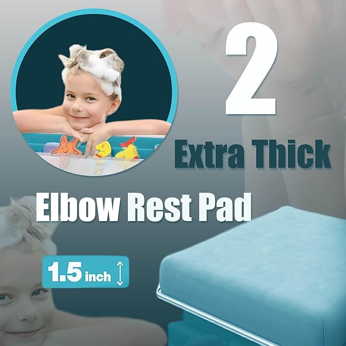 Supa Ant Baby Bath Kneeler and Elbow Rest Pad –Mom’s Choice Award Winner –US-Designed Extra Thick Bathtub Kneeling Pad with 8 Suction Cups, 5-Pocket Organizer, Non-Slip, Cushioned, Durable (Blue)