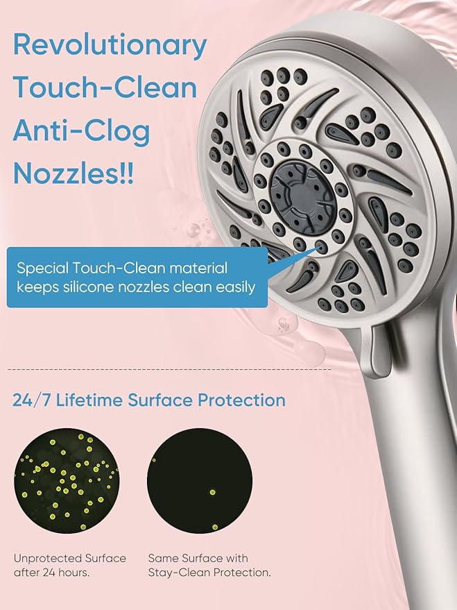 Cobbe High Pressure 3-Way Shower Head Combo, Hand Held Shower & Rain Shower Separately or Together, Dual 2 in 1 Showerhead with Stainless Steel Hose - Brushed Nickel