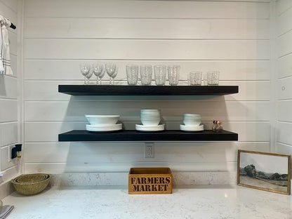joelsantiques - 36 Inch Wooden Floating Shelves for Wall - 36x10x2 in - Made of Natural Wood - Long Heavy Duty Rustic Wall Shelves for Bedroom - Perfect for Living Room, Kitchen - Black