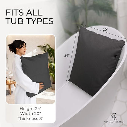 Luxury Bath Pillow for Tub - Thick and Comfortable Bathtub Pillow Support for Head and Neck and Back - Washable Quick-Drying Bath Pillows - Bath Cushion for Home Spa - Fits Any Bathtub - Dark Gray